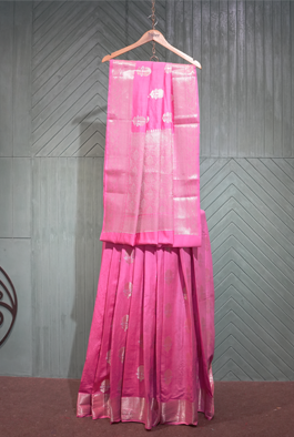 Pink Moonga silk banarasi saree