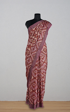 Peach jaipur ajrak modal saree