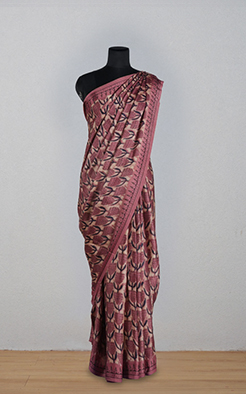 Peach jaipur ajrak modal saree