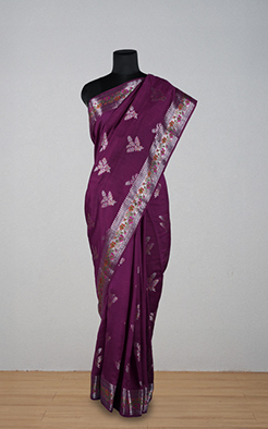 Purple moonga silk banarasi saree