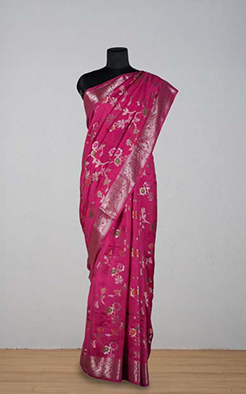 Pink moonga silk banarasi saree