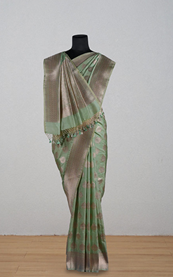Pista katan silk banarasi saree