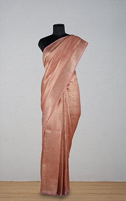 Peach banarasi organza saree