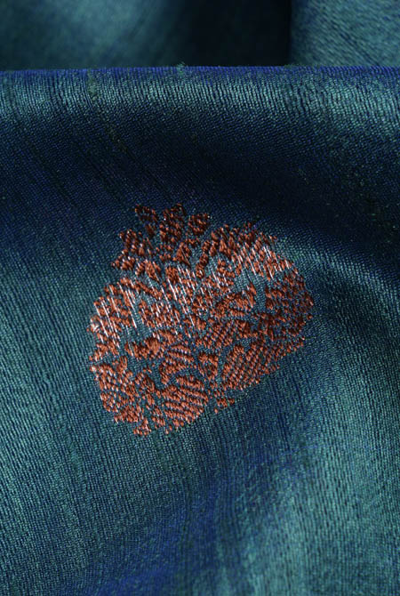 Bottle green with pink border Banarasi tussar silk saree