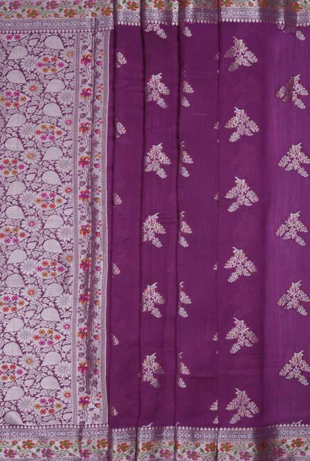 Purple moonga silk banarasi saree