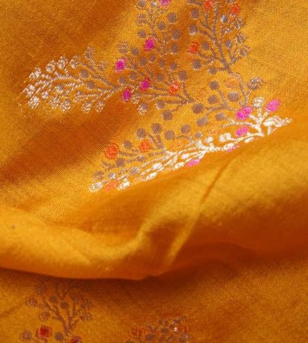 Mustard moonga silk banarasi saree