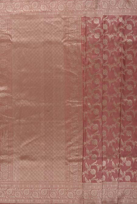 Dusty onion pink katan silk banarasi saree