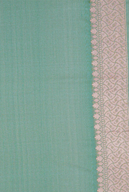 Sage green katan silk banarasi saree
