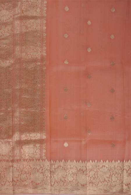 Peach banarasi organza saree