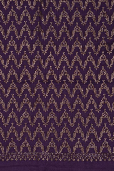 Pink-purple border crepe chiffon banarasi saree