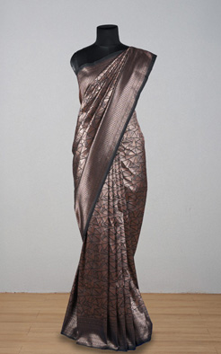 Black soft silk banarasi saree