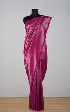 Magenta pink soft silk banarasi saree