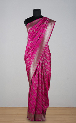 Rich magenta soft silk banarasi saree