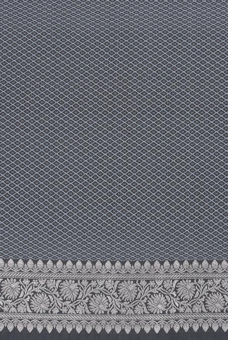 Dark grey Tanchoi silk banarasi saree
