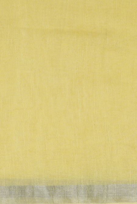 Lemon yellow linen saree