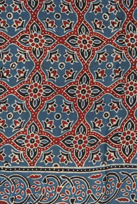 Navy blue modal arjak print saree