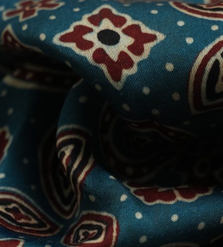 Navy blue modal arjak print saree