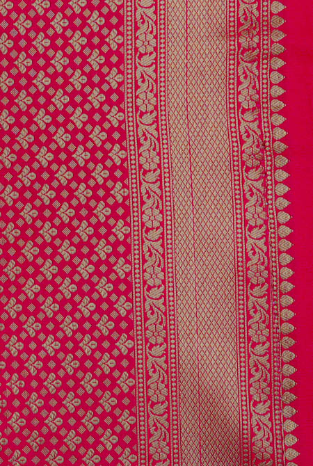 Orange & pink soft silk Banarasi saree