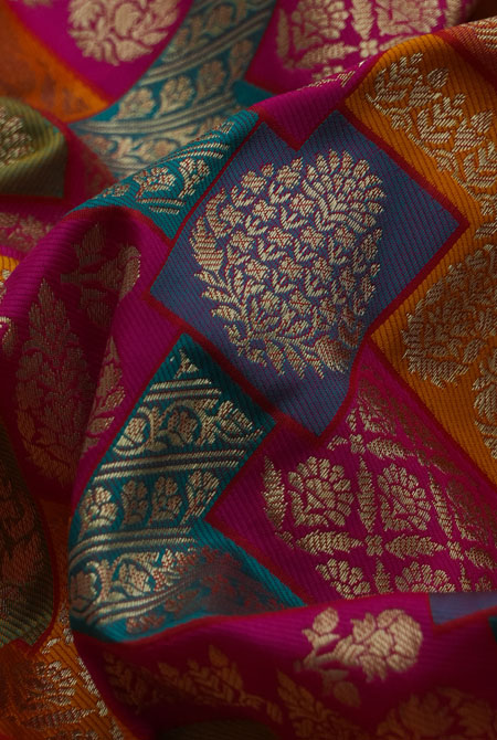 Multi colour soft silk banarasi saree
