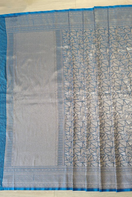 Deep blue soft silk banarasi saree
