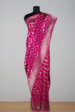 Shot pink katan silk banarasi saree