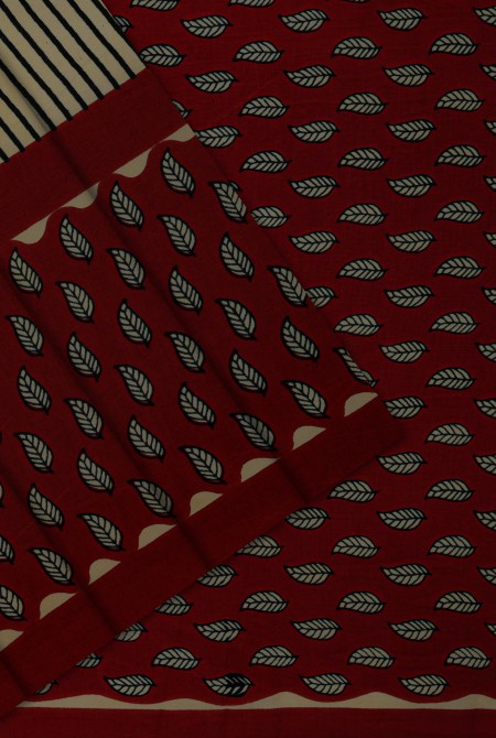 Rust red-beige jaipur ajrak modal saree