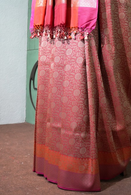 Maroon-Raani banarasi brocade saree