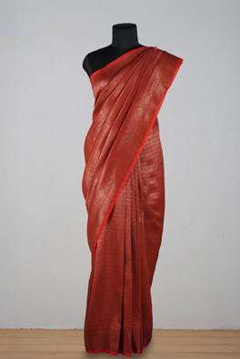 Orange banarasi organza saree