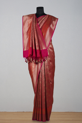 Maroon-Raani banarasi brocade saree