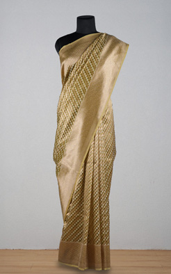 Pastel mehndi kora organza banarasi saree