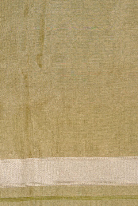 Pastel mehndi kora organza banarasi saree