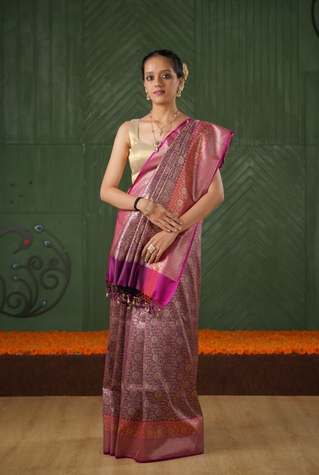 Magenta raani banarasi brocade saree