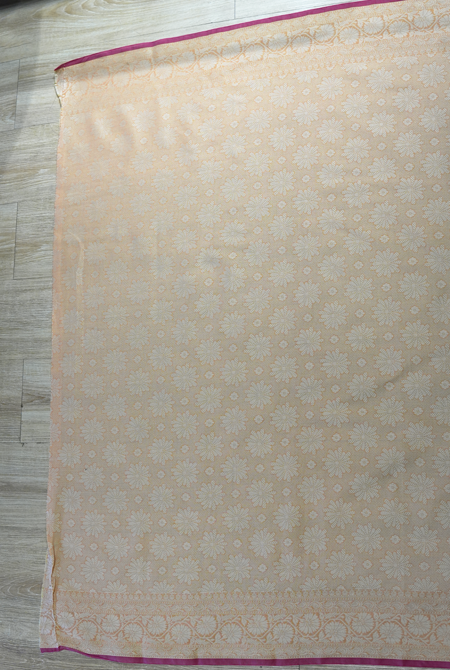 Light Mustard banarasi cotton butti border saree