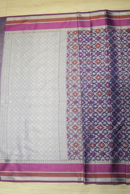 Violet banarasi cotton patola wave saree