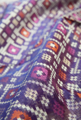 Violet banarasi cotton patola wave saree