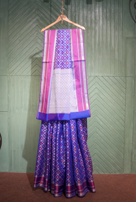Purple banarasi cotton patola wave saree